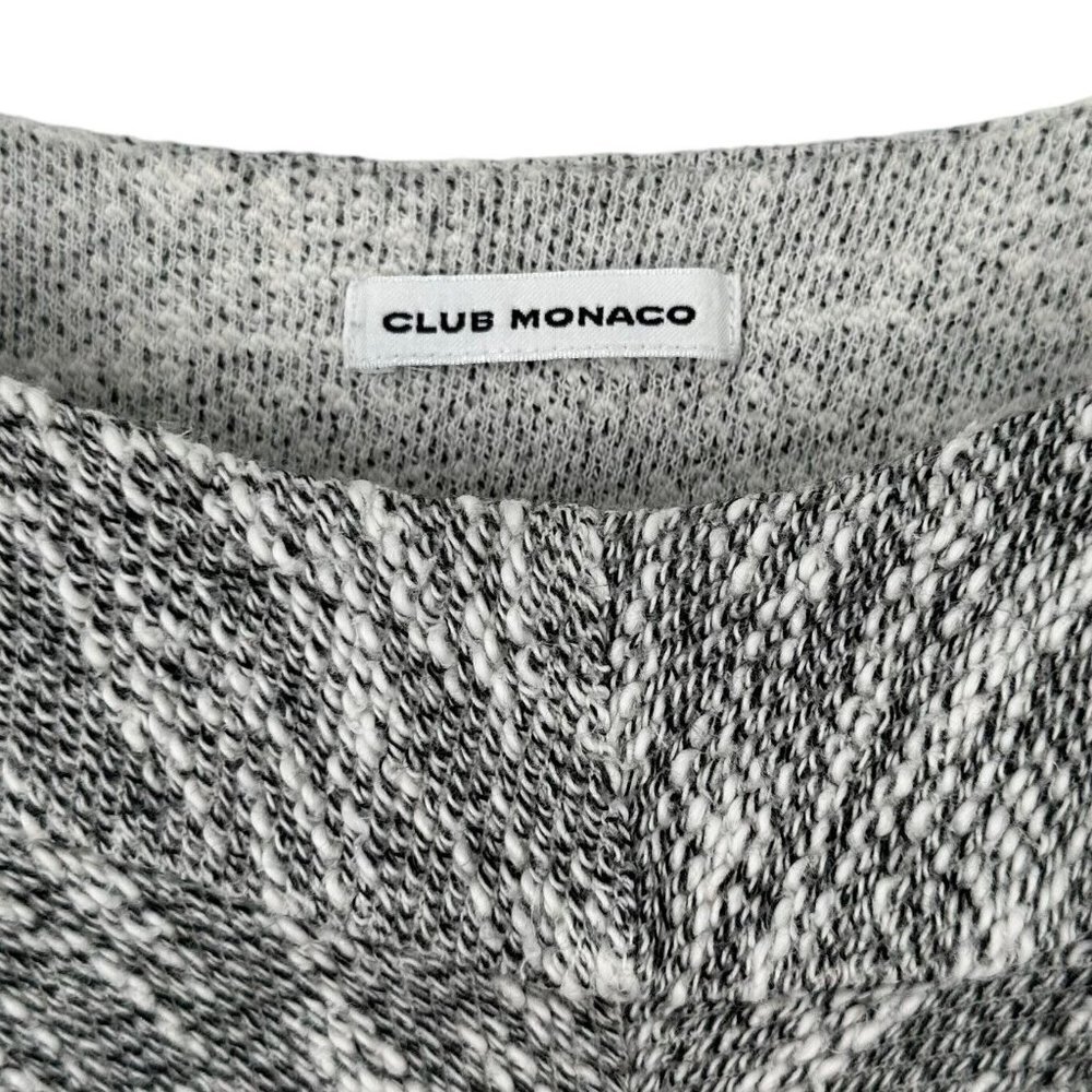 Club Monaco Gray Cotton Tweed Mixed Media Boxy Sweater Size Large - Picture 4 of 5